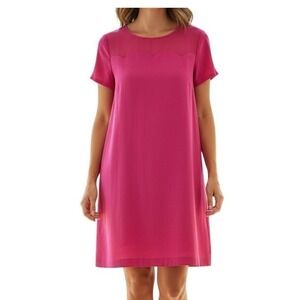 Ann Taylor Hot Pink Shift Dress Size 14 Barbiecore Preppy Classic Feminine
